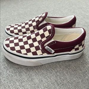 Vans Red and White Slip-On Sneakers Kids 10.5